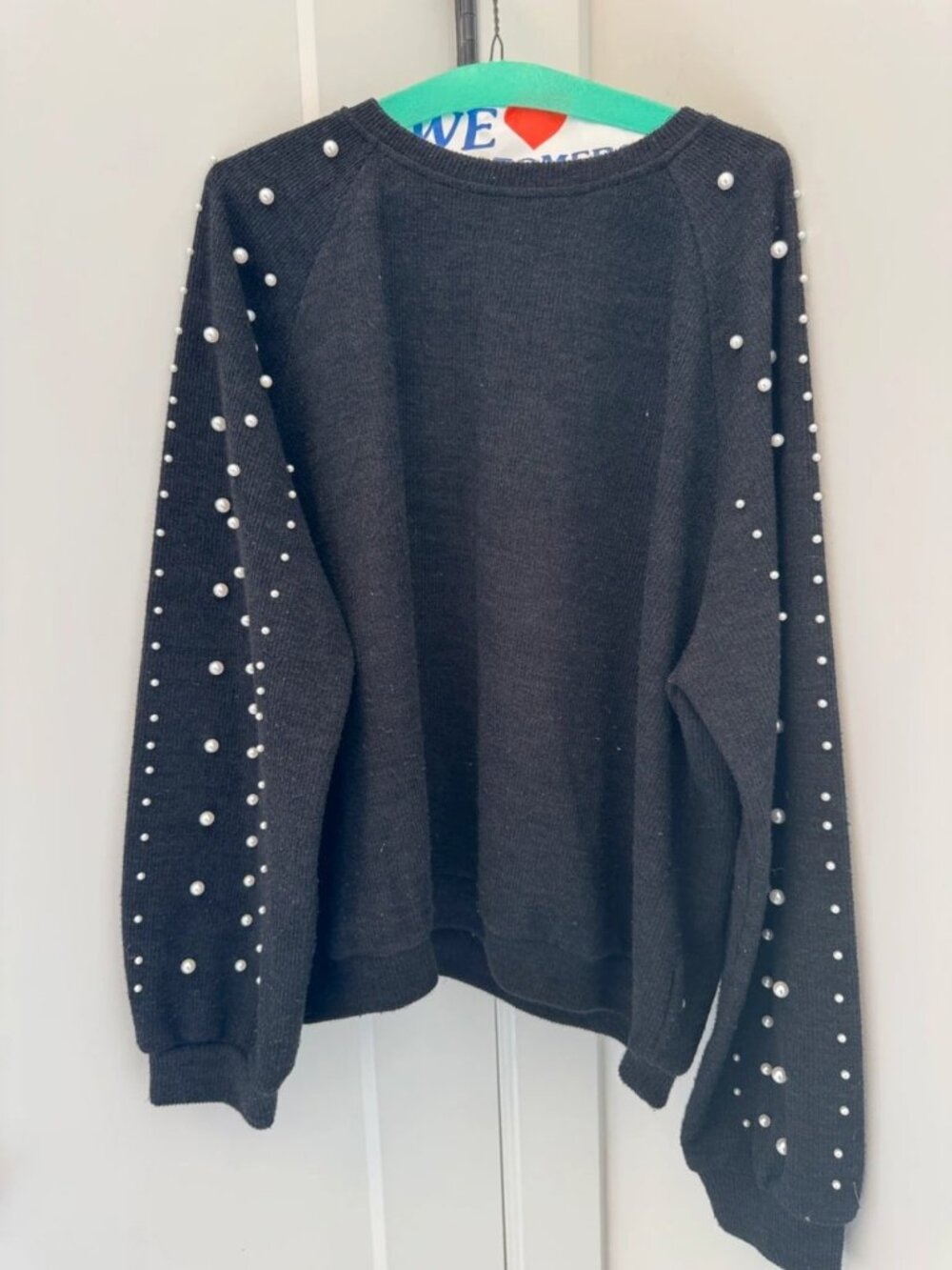 Women’s Black Pearl Embellished Knit Sweater